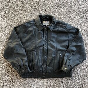 Vintage Wilsons Leather Jacket Mens Large Black Biker Retro Classic Motorcycle